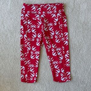 Oiselle Vibrant Red and White womens Leggings